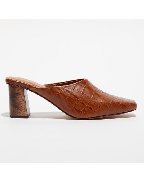 Mules en Cuir Auro camel - Talon 6 cm