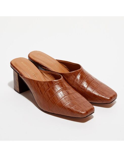 Mules en Cuir Auro camel - Talon 6 cm