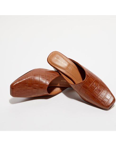 Mules en Cuir Auro camel - Talon 6 cm