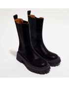 Chelsea Boots en Cuir Chunky Brill noires