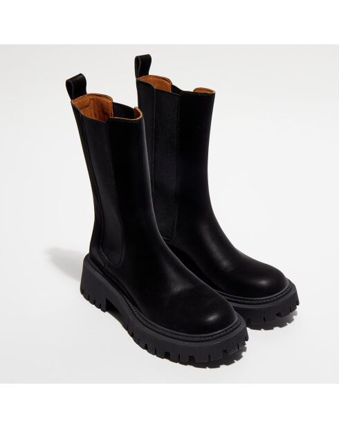 Chelsea Boots en Cuir Chunky Brill noires