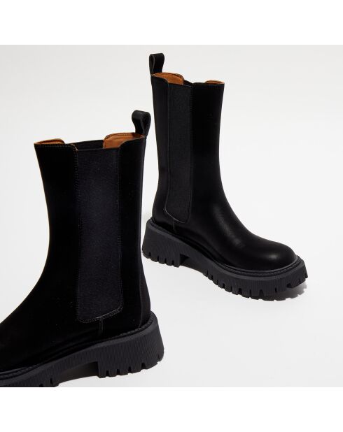 Chelsea Boots en Cuir Chunky Brill noires