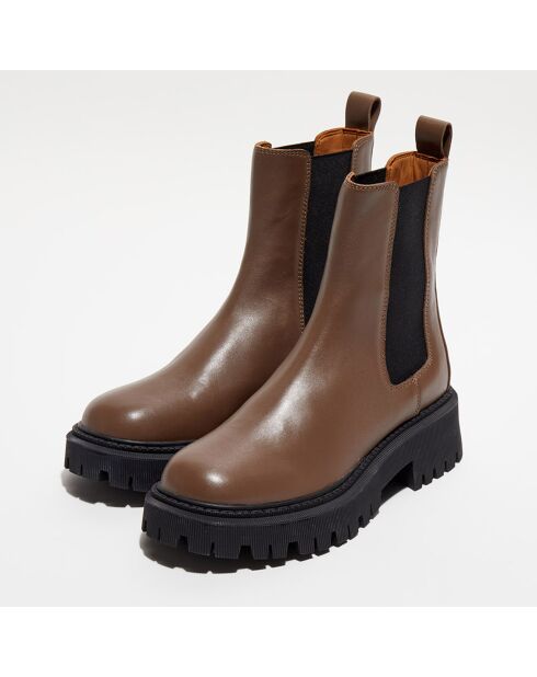 Chelsea Boots en Cuir Chunky marron