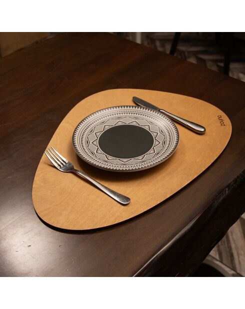 6 Sets de table en bois Pear marron - 33x45 cm