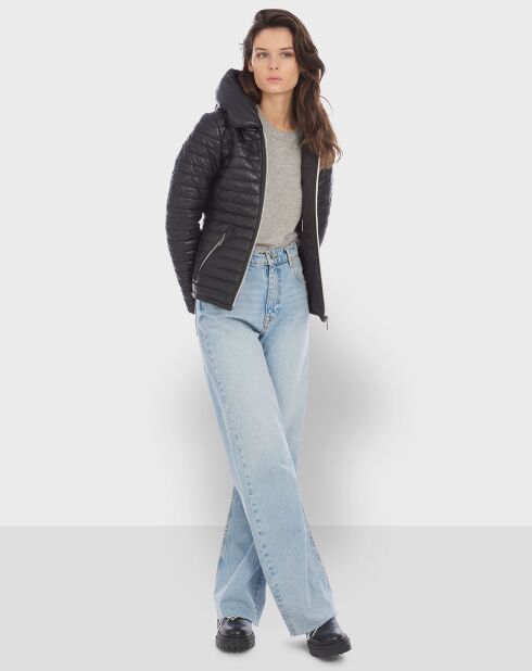 Doudoune en Cuir Hyper noire