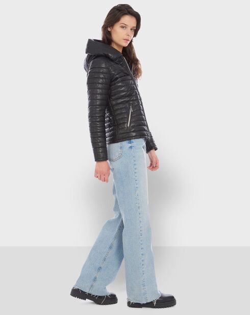 Doudoune en Cuir Hyper noire