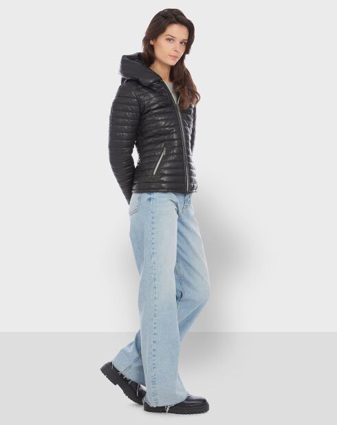Doudoune en Cuir Hyper noire