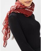 Foulard en coton Plantes Tam marron - 100x100 cm