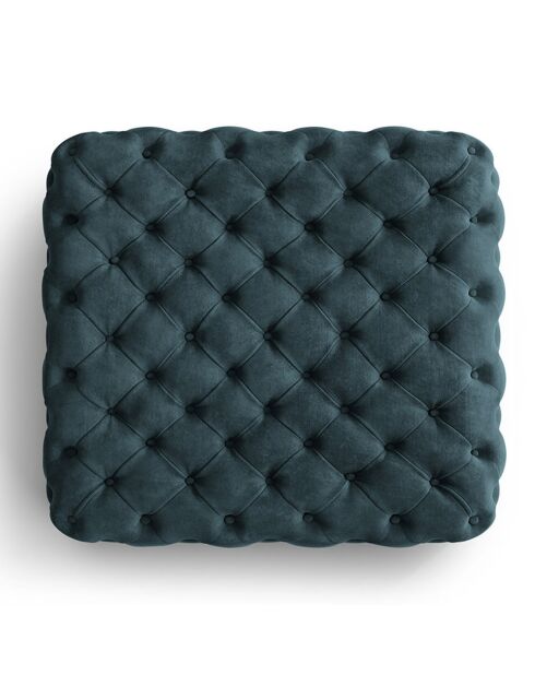 Pouf Velours Loge bleu - 102x102x40 cm