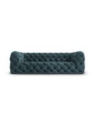 Canapé Velours Loge 3 Places bleu - 223x93x80 cm