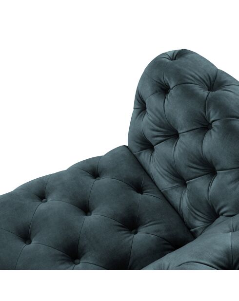 Canapé Velours Loge 3 Places bleu - 223x93x80 cm