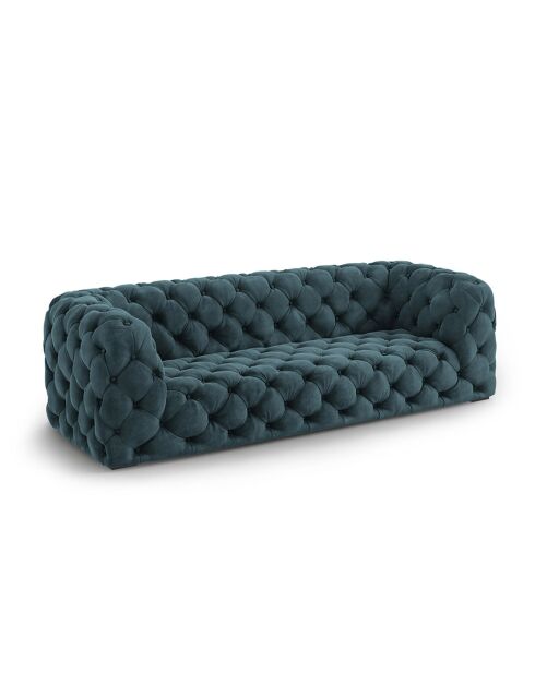 Canapé Velours Loge 3 Places bleu - 223x93x80 cm
