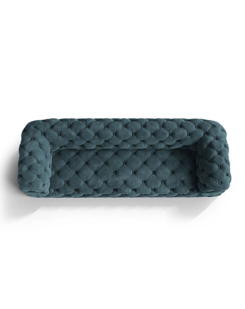 Canapé Velours Loge 3 Places bleu - 223x93x80 cm