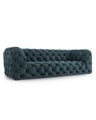 Canapé Velours Loge 3 Places bleu - 223x93x80 cm
