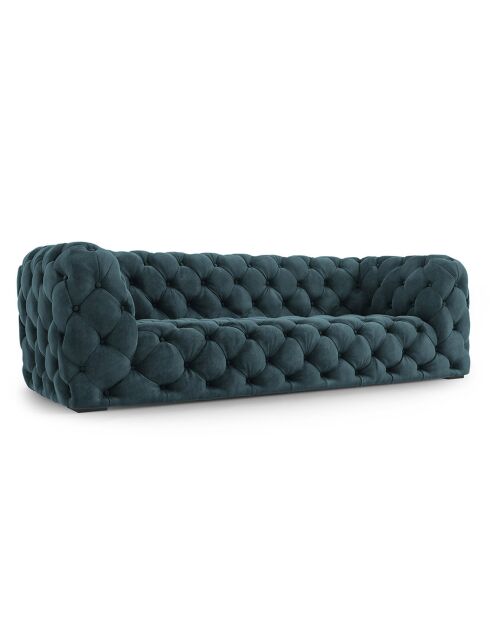 Canapé Velours Loge 3 Places bleu - 223x93x80 cm