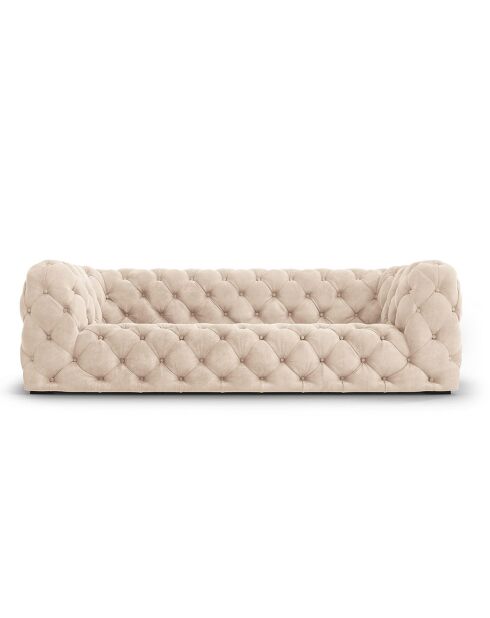 Beiges Loge 3-Sitzer-Sofa aus Samt, 223 x 93 x 80 cm