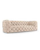 Canapé Velours Loge 3 Places beige - 223x93x80 cm
