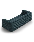 Canapé Velours Loge 3 Places bleu - 223x93x80 cm