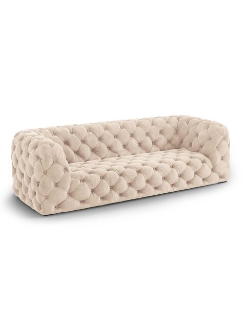 Beiges Loge 3-Sitzer-Sofa aus Samt, 223 x 93 x 80 cm