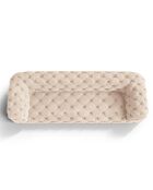Canapé Velours Loge 3 Places beige - 223x93x80 cm