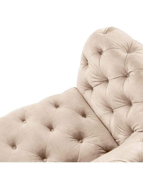 Canapé Velours Loge 3 Places beige - 223x93x80 cm