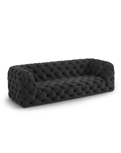 Loge 3-Sitzer-Sofa aus dunkelgrauem Samt — 223 x 93 x 80 cm
