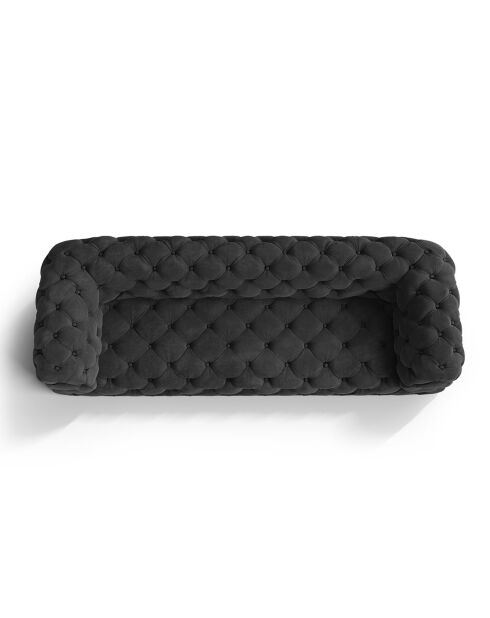 Loge 3-Sitzer-Sofa aus dunkelgrauem Samt — 223 x 93 x 80 cm