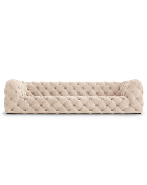 Loge 4-Sitzer-Sofa aus beigem Samt - 263 x 93 x 80 cm