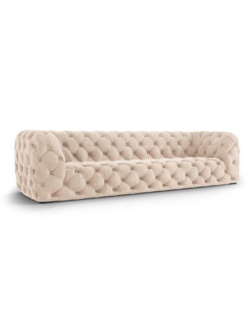 Loge 4-Sitzer-Sofa aus beigem Samt - 263 x 93 x 80 cm