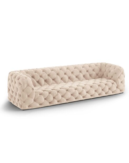 Loge 4-Sitzer-Sofa aus beigem Samt - 263 x 93 x 80 cm