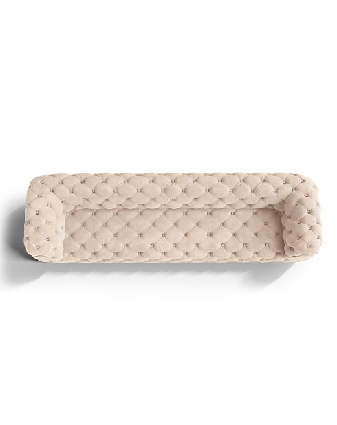Loge 4-Sitzer-Sofa aus beigem Samt - 263 x 93 x 80 cm