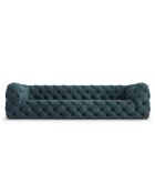 Canapé Velours Loge 4 Places bleu - 263x93x80 cm