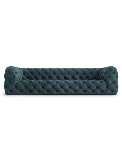 Canapé Velours Loge 4 Places bleu - 263x93x80 cm