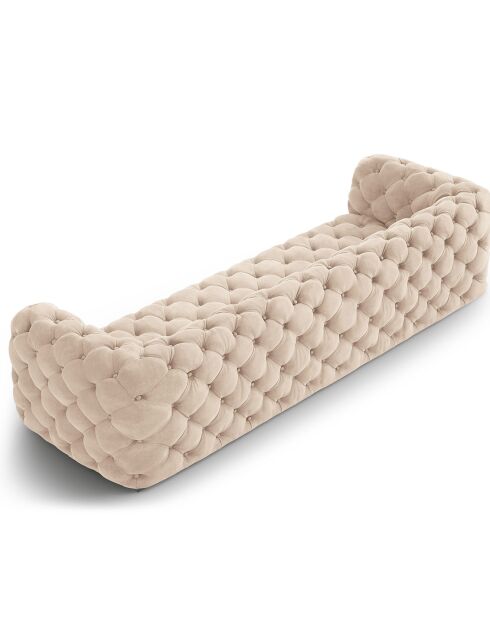 Canapé Velours Loge 4 Places beige - 263x93x80 cm