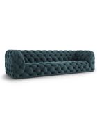 Canapé Velours Loge 4 Places bleu - 263x93x80 cm