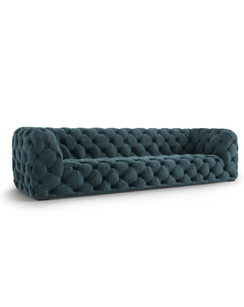 Canapé Velours Loge 4 Places bleu - 263x93x80 cm
