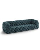 Canapé Velours Loge 4 Places bleu - 263x93x80 cm