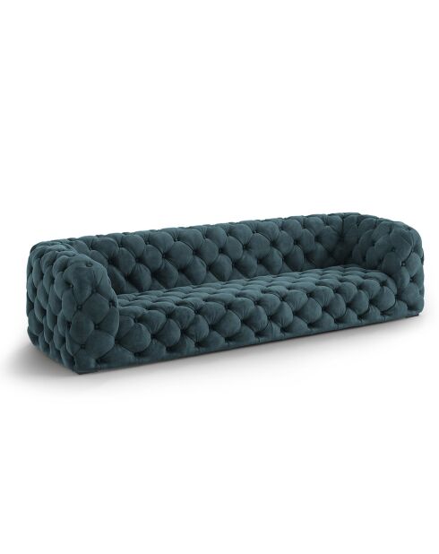 Canapé Velours Loge 4 Places bleu - 263x93x80 cm
