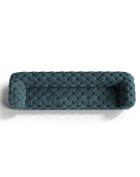 Canapé Velours Loge 4 Places bleu - 263x93x80 cm