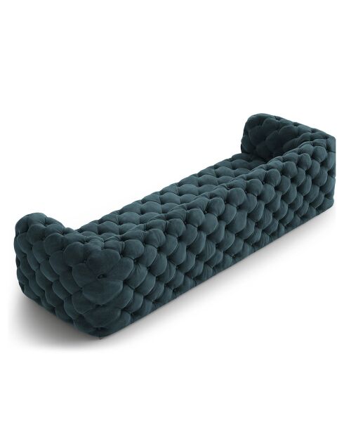 Canapé Velours Loge 4 Places bleu - 263x93x80 cm