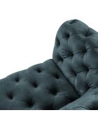 Canapé Velours Loge 4 Places bleu - 263x93x80 cm