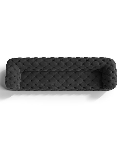 Loge 4-Sitzer-Sofa aus dunkelgrauem Samt, 263 x 93 x 80 cm