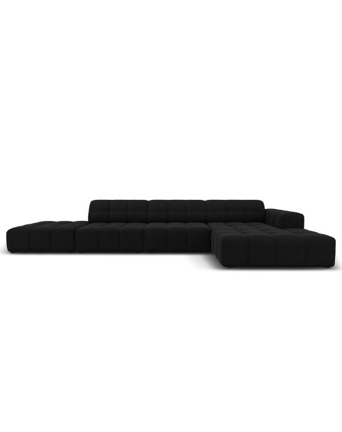 Canapé d'angle Droit Velours Chicago 5 Places noir - 341x166x70 cm