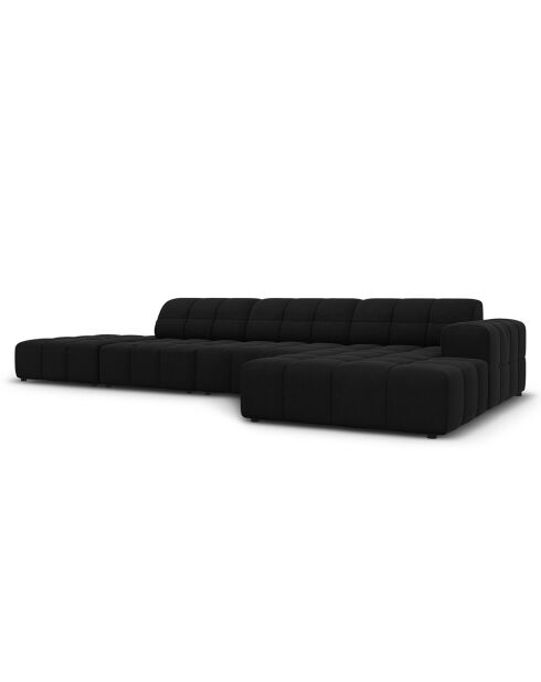 Canapé d'angle Droit Velours Chicago 5 Places noir - 341x166x70 cm