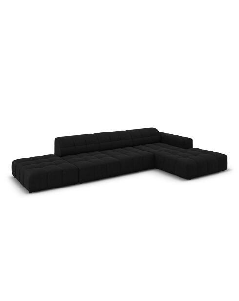 Canapé d'angle Droit Velours Chicago 5 Places noir - 341x166x70 cm