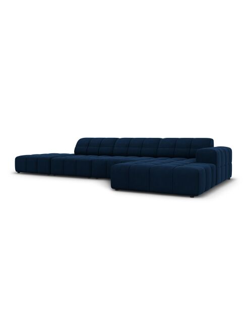 Canapé d'angle Droit Velours Chicago 5 Places bleu roi - 341x166x70 cm