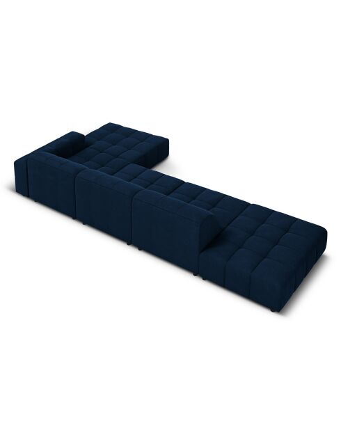 Canapé d'angle Droit Velours Chicago 5 Places bleu roi - 341x166x70 cm