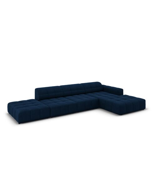 Canapé d'angle Droit Velours Chicago 5 Places bleu roi - 341x166x70 cm