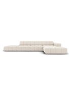 Canapé d'angle Droit Velours Chicago 5 Places beige clair - 341x166x70 cm