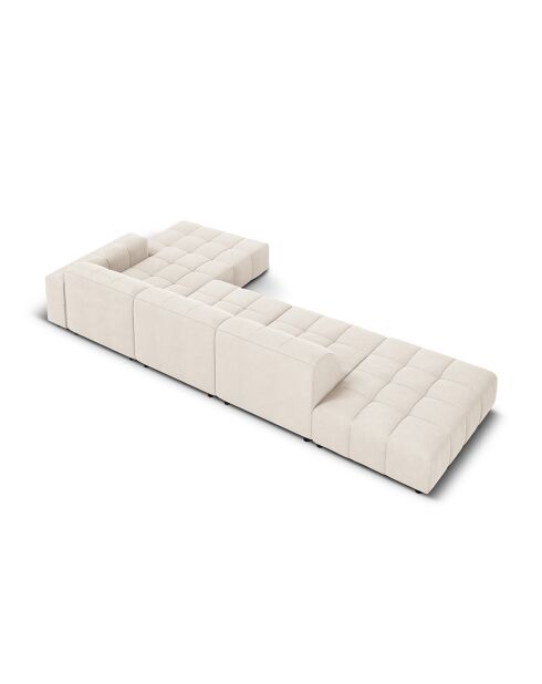 Canapé d'angle Droit Velours Chicago 5 Places beige clair - 341x166x70 cm